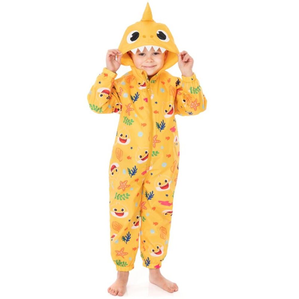 Baby Shark Childrens/Kids 3D Teeth Puddle Suit / Yellow
